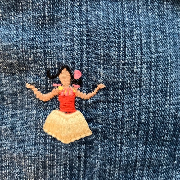 2/$25 Baby Gap Embroidered Denim Shorts Palm Tree Hibiscus Flower Hula Dancer 2T - Picture 3 of 6